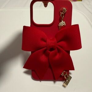 heyday Red Phone Case with Bow and Charms